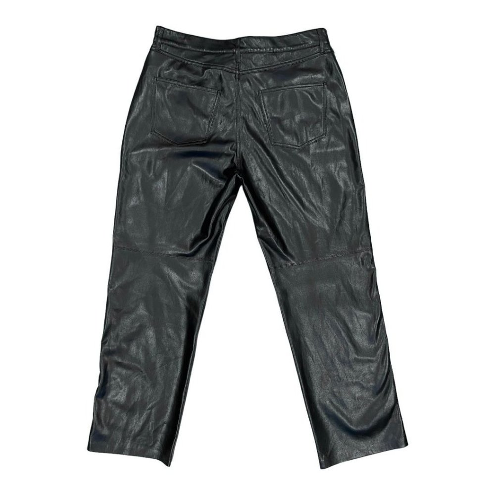 Nanushka Vinni Vegan Faux Leather Crop Straight Leg Trouser Pants - Picture 7 of 8